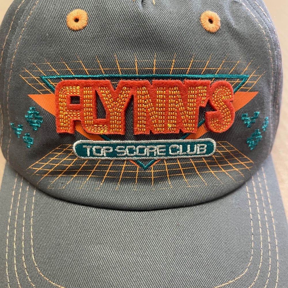 Disney Parks TRON Lightcycle Run Flynns Top Score Club Grey Baseball Cap Hat NWT